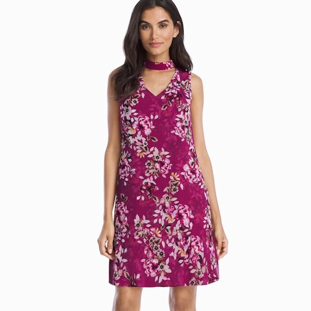 WHBM Sleeveless Floral Choker Shift Dress